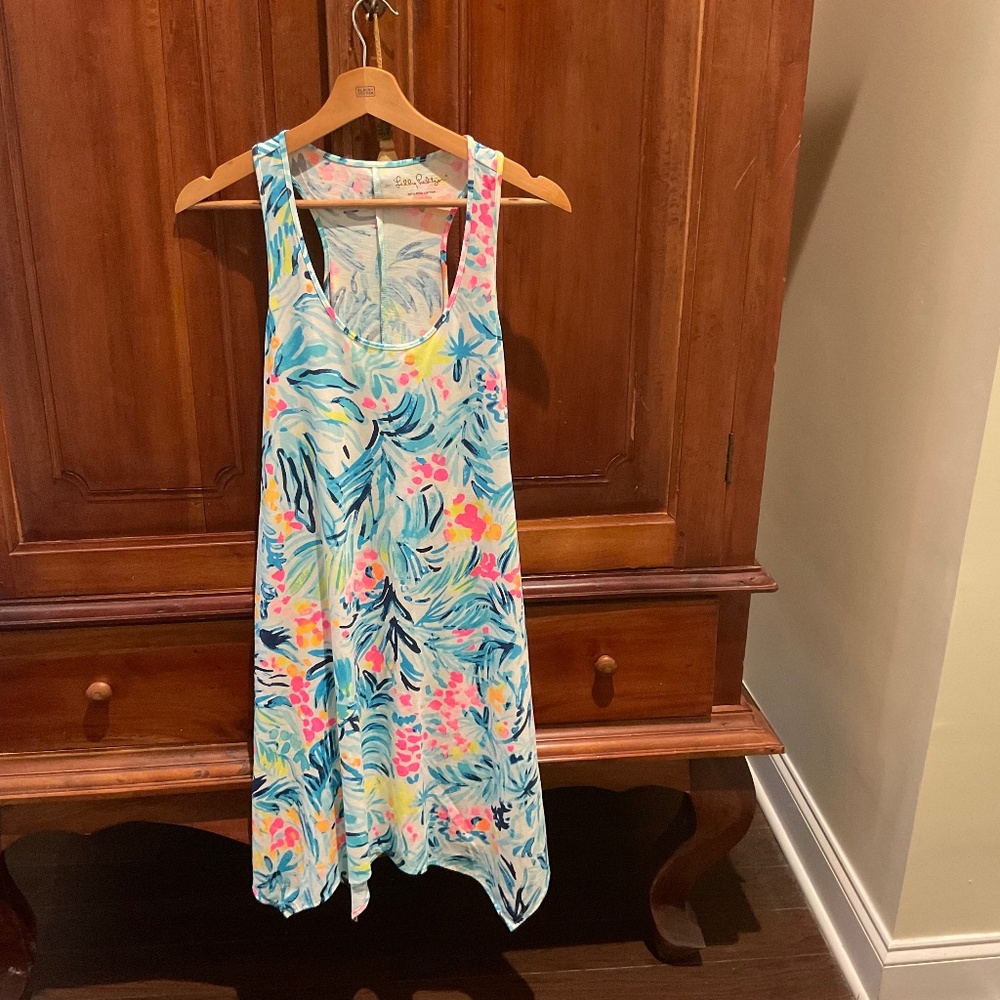 Lilly Pulitzer Melle Trapeze Tippy Top Tank  Dress, Serene Blue, XS